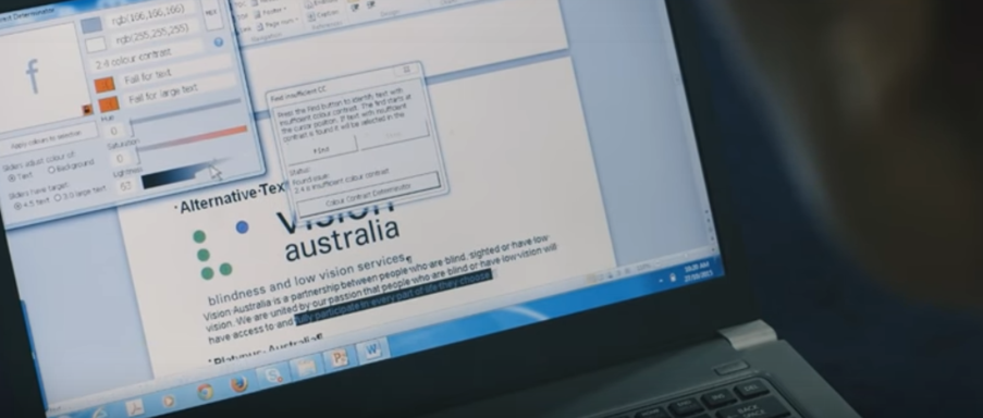 Picture of a laptop screen with a word document and DAT toolbox window open